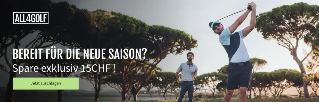 Spare jetzt exklusiv 15 CHF auf alles bei ALL4GOLF!