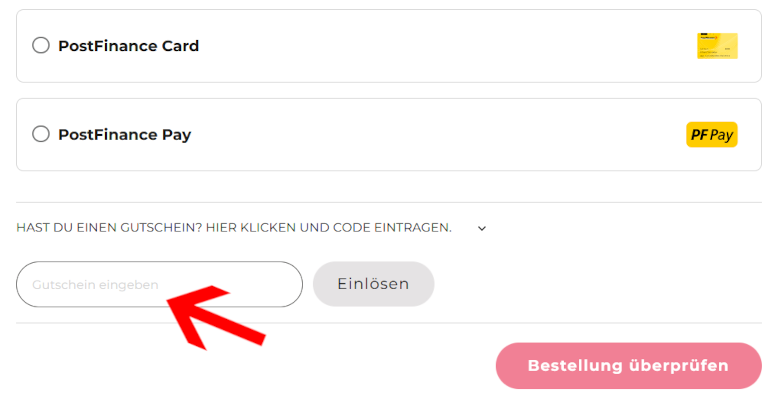 Den Amorana Gutschein an der Kasse verwenden