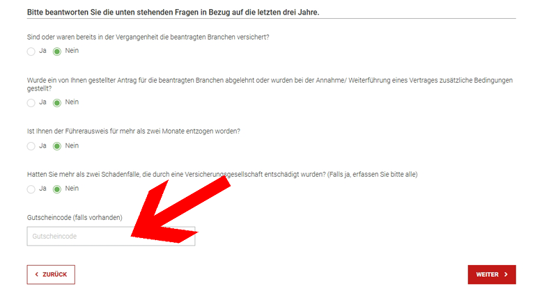 Den Voucher im Laufe der Buchung eingeben