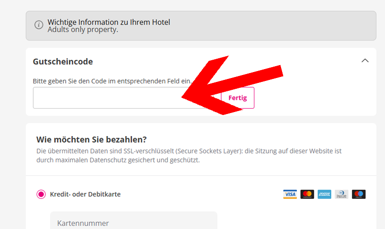 Den lastminute.com Gutschein im Laufe der Buchung einlösen