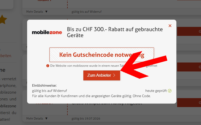 Den mobilzone Gutschein anklicken und sparen
