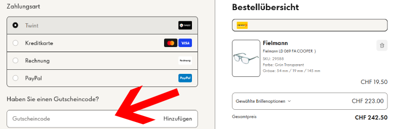 Rabatt an der Kasse aktivieren Den Fielmann Gutschein an der Kasse einlösen