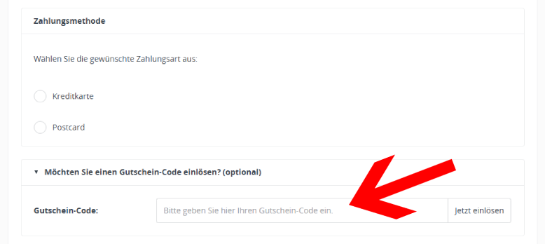 Den Hostpoint Gutschein im Bestellvorgang aktivieren