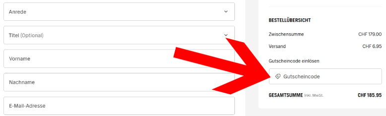 Marc O’Polo Gutschein unter den Bestelldetails an der Kasse einlösen