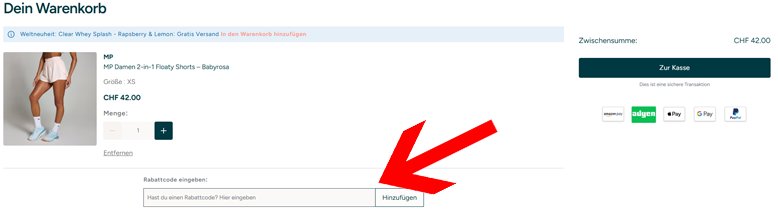 Den Myprotein Rabattcode im Warenkorb anwenden