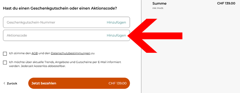 babymarkt Gutschein im letzten Bestellschritt einlösen