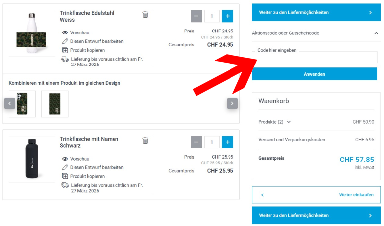 Löse den smartphoto Gutschein im Warenkorb ein